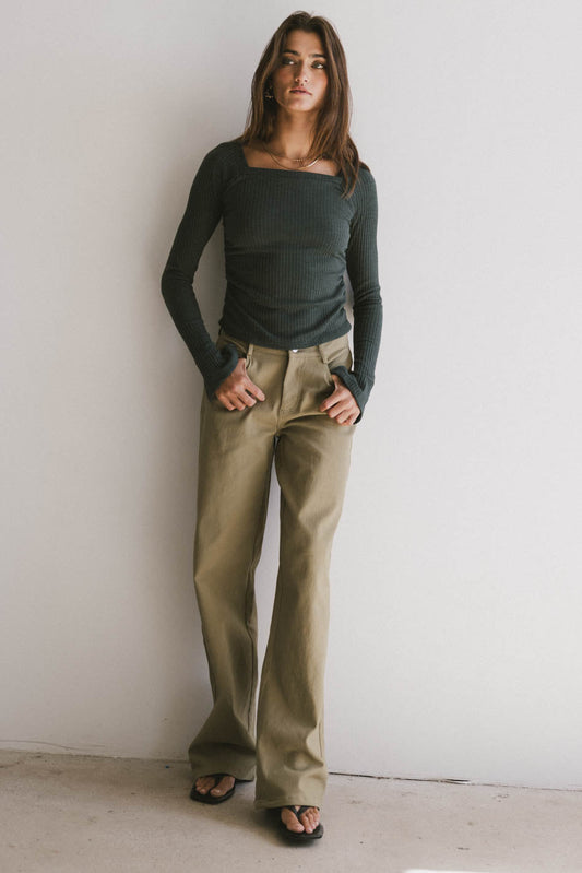 Porsha Straight Leg Jeans in Olive - FINAL SALE