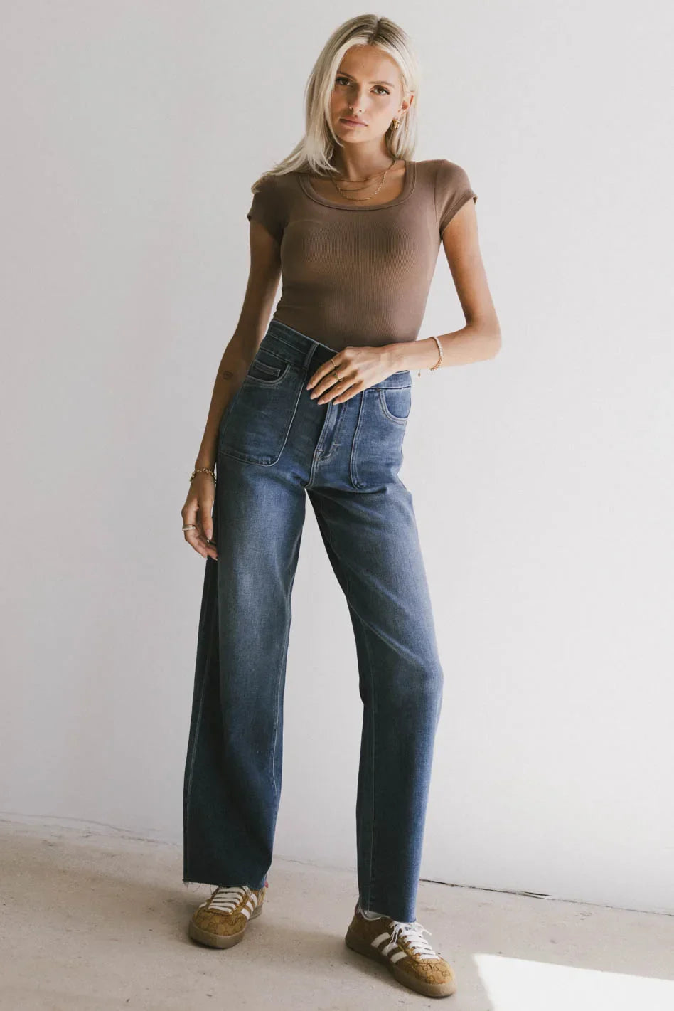 Freya Ribbed Top in Brown - FINAL SALE