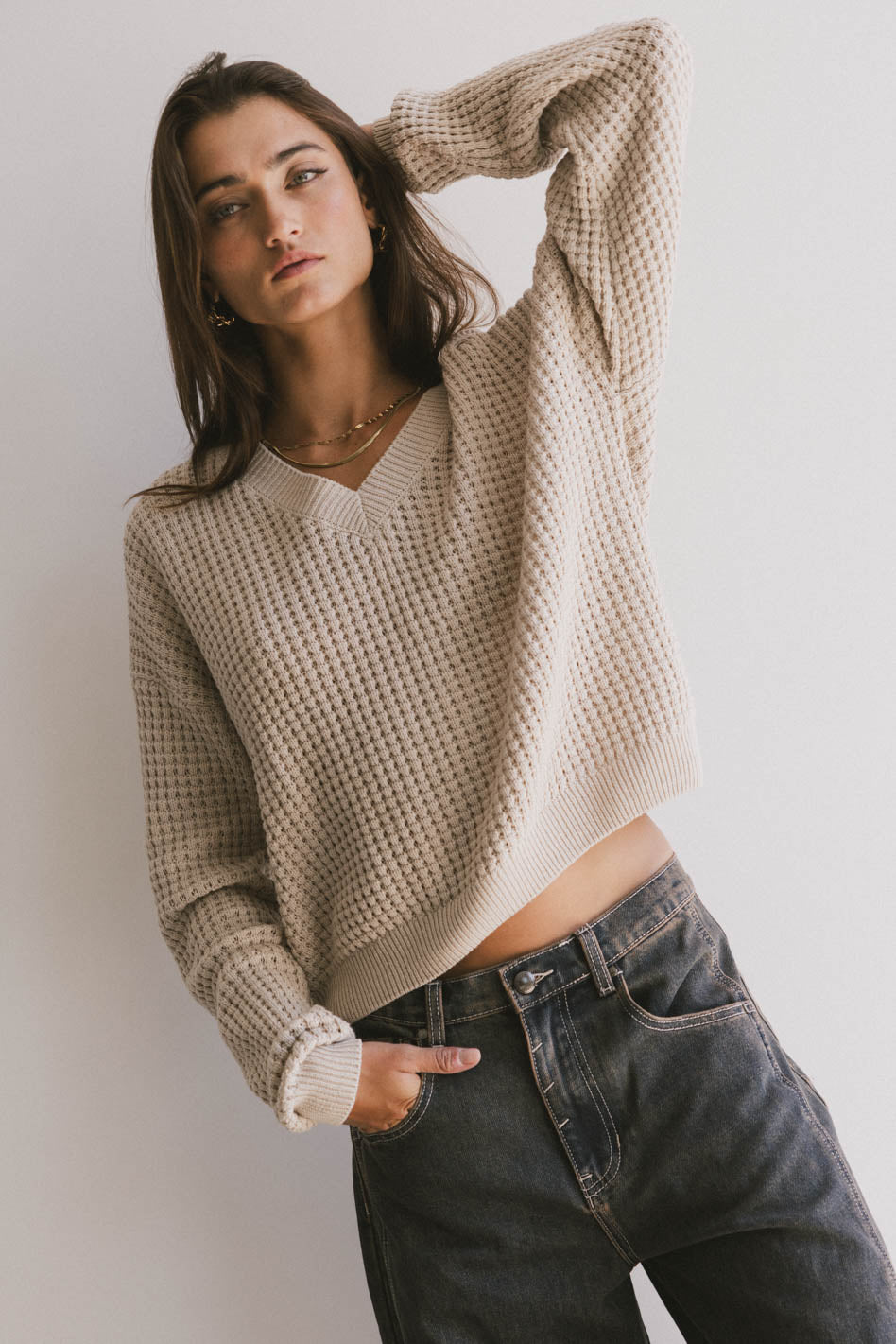 Raychel Knit Sweater in Beige - FINAL SALE