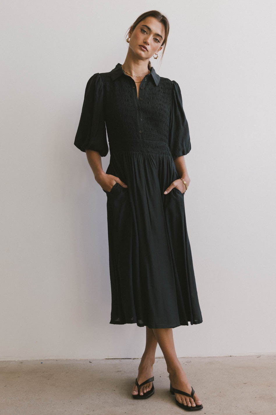 Belen Midi Dress in Dark Teal - FINAL SALE