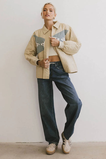 Karlie Quilted Jacket in Khaki - FINAL SALE