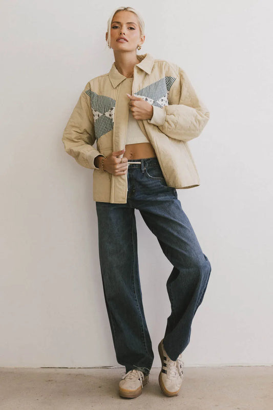 Karlie Quilted Jacket in Khaki - FINAL SALE