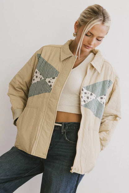Karlie Quilted Jacket in Khaki - FINAL SALE