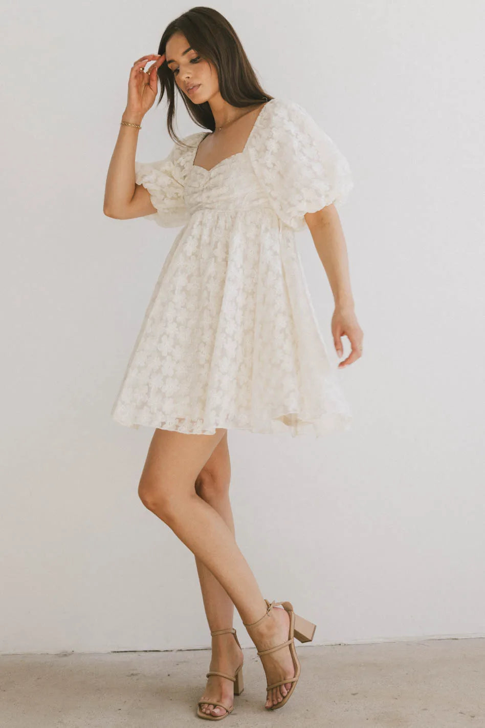 Elodie Floral Babydoll Dress in Cream - FINAL SALE