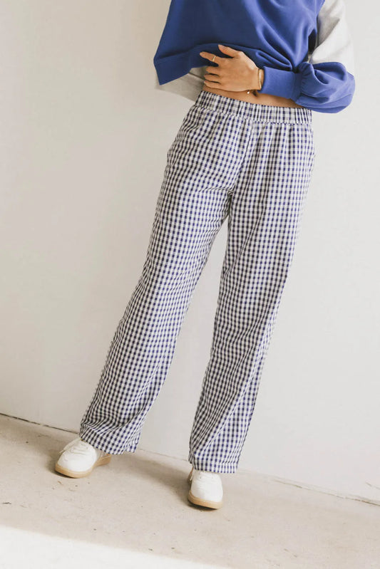 Romero Gingham Pants in Navy - FINAL SALE
