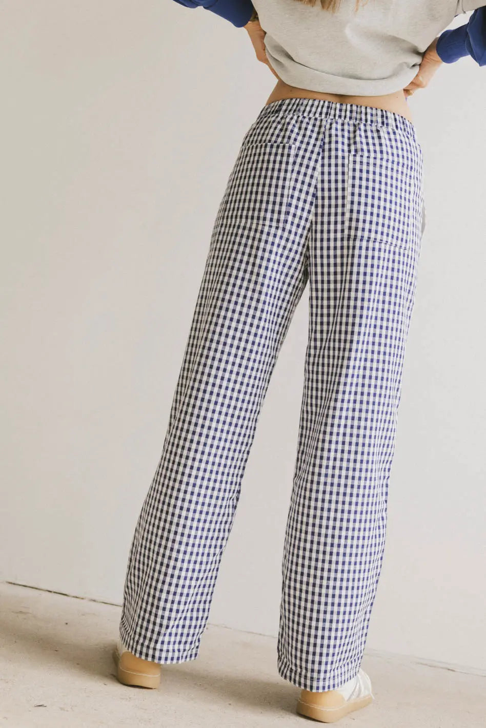 Romero Gingham Pants in Navy - FINAL SALE