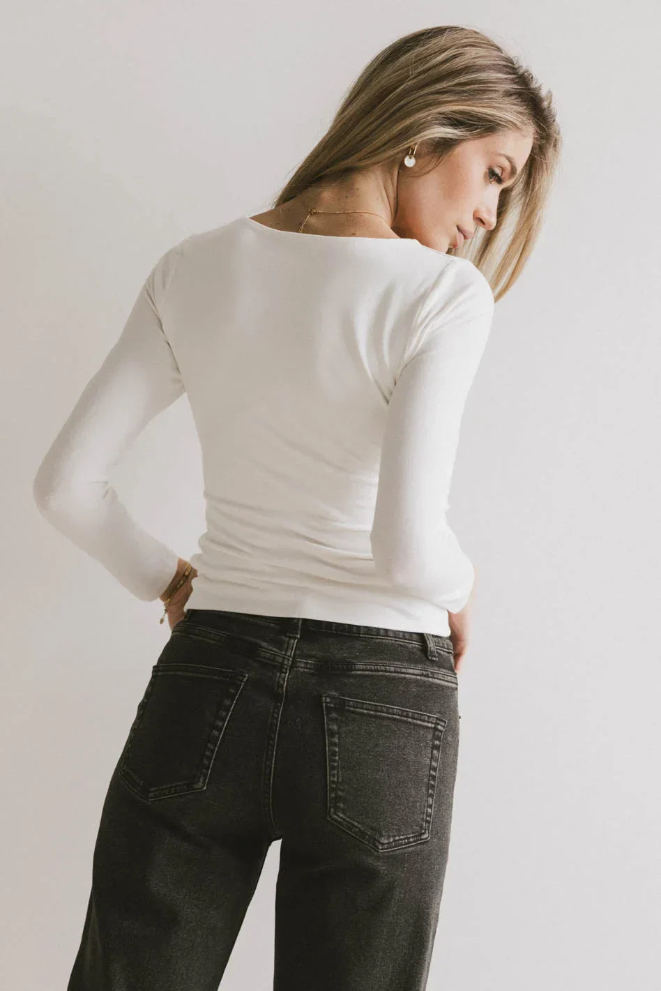 Polly Scoop Neck Top in Ivory - FINAL SALE