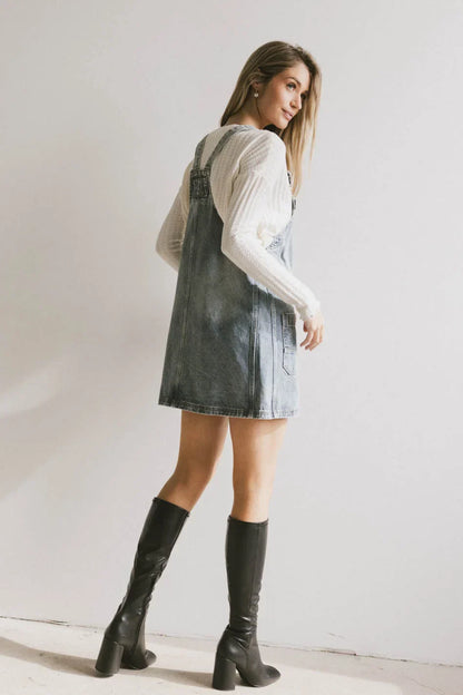 Koa Denim Mini Dress in Light Wash - FINAL SALE