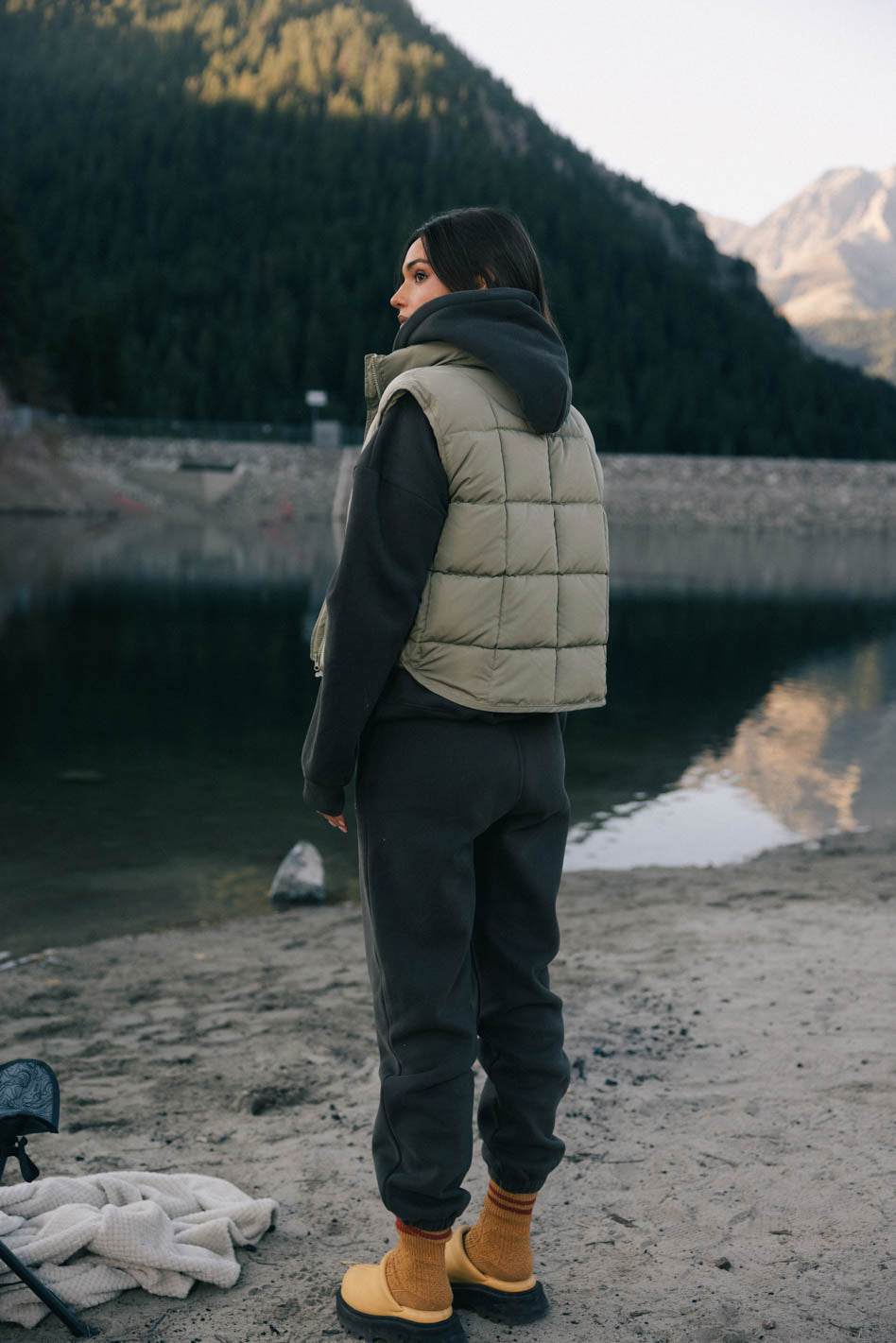Bellese Quilted Puffer Vest in Olive - FINAL SALE
