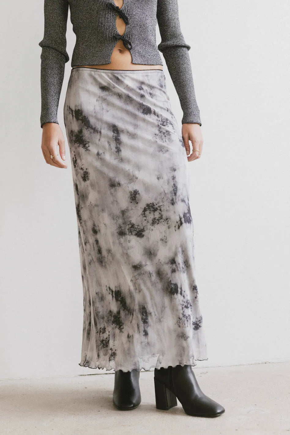 Chandler Abstract Maxi Skirt in Grey - FINAL SALE
