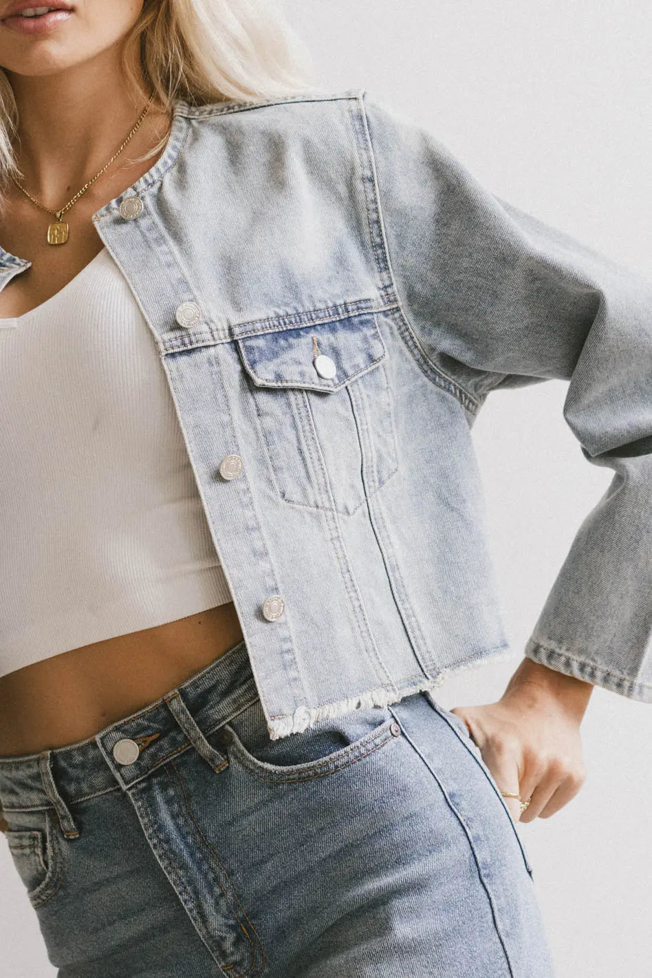 Marlowe Cropped Denim Jacket - FINAL SALE