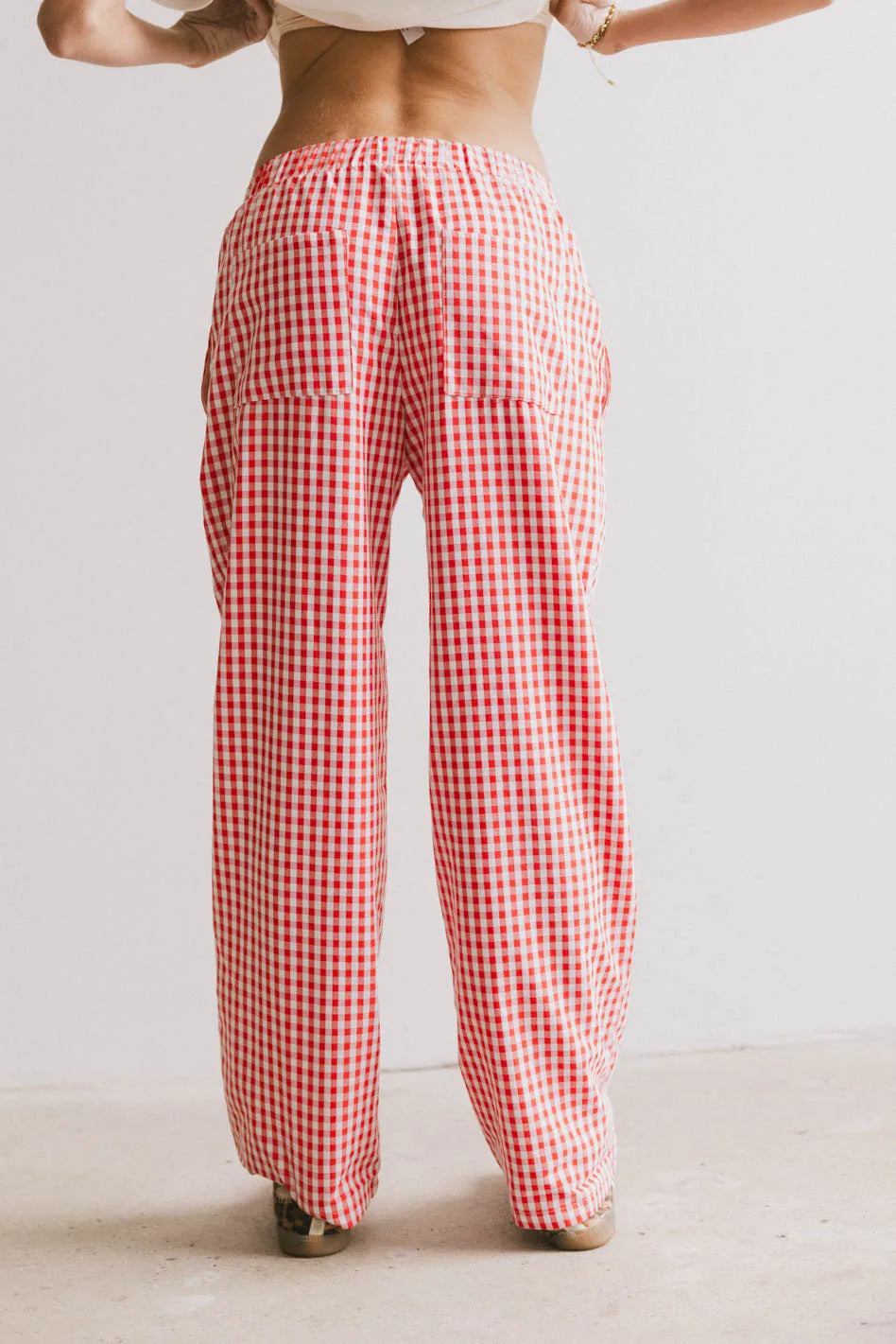 Romero Gingham Pants in Red - FINAL SALE