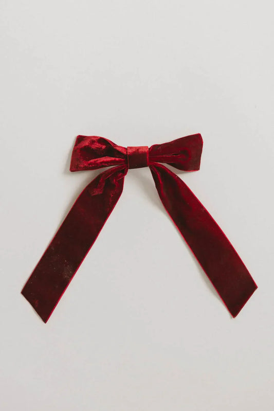 Long Tail Velvet Bow in Burgundy - FINAL SALE