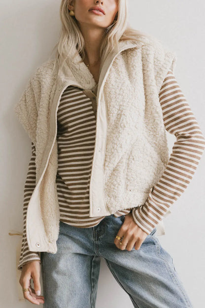 Johanna Sherpa Vest in Beige - FINAL SALE
