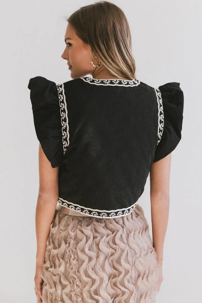 Damaris Embroidered Vest in Black - FINAL SALE
