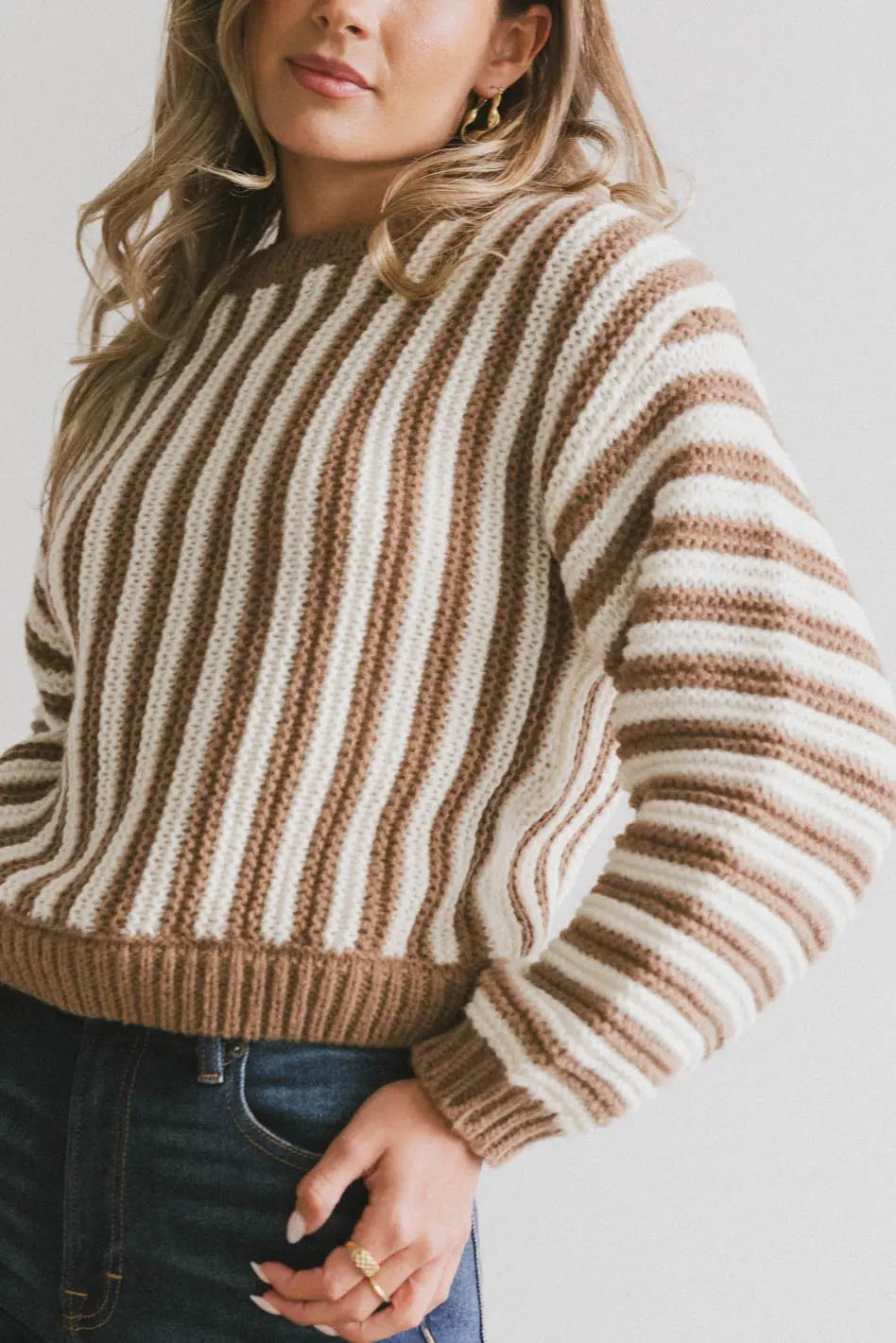 Baila Striped Sweater in Mocha - FINAL SALE
