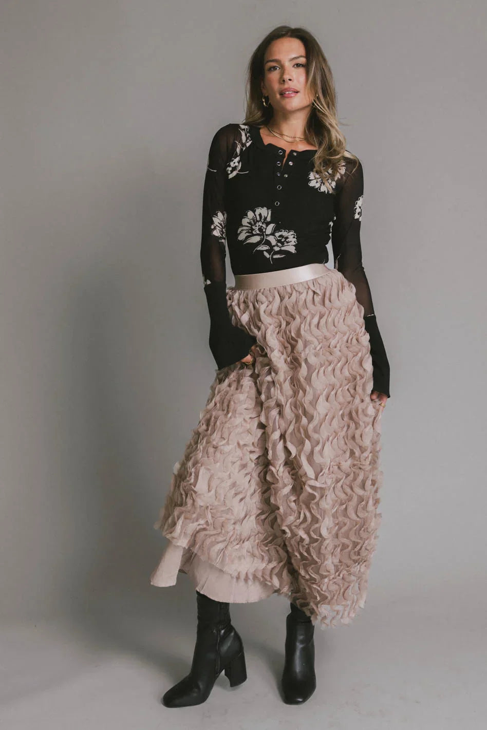 Yani Ruffle Tulle Maxi Skirt in Mauve - FINAL SALE