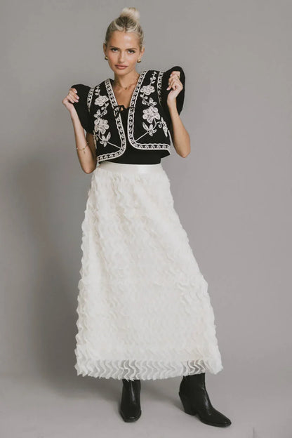 Yani Ruffle Tulle Maxi Skirt in Cream - FINAL SALE