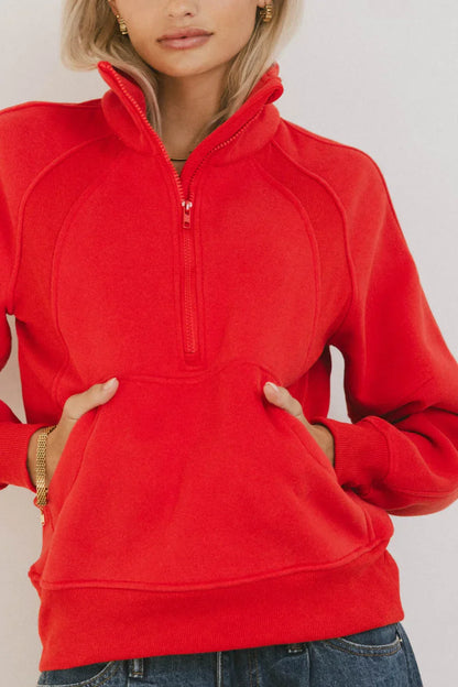 Krista Half Zip in Red - FINAL SALE