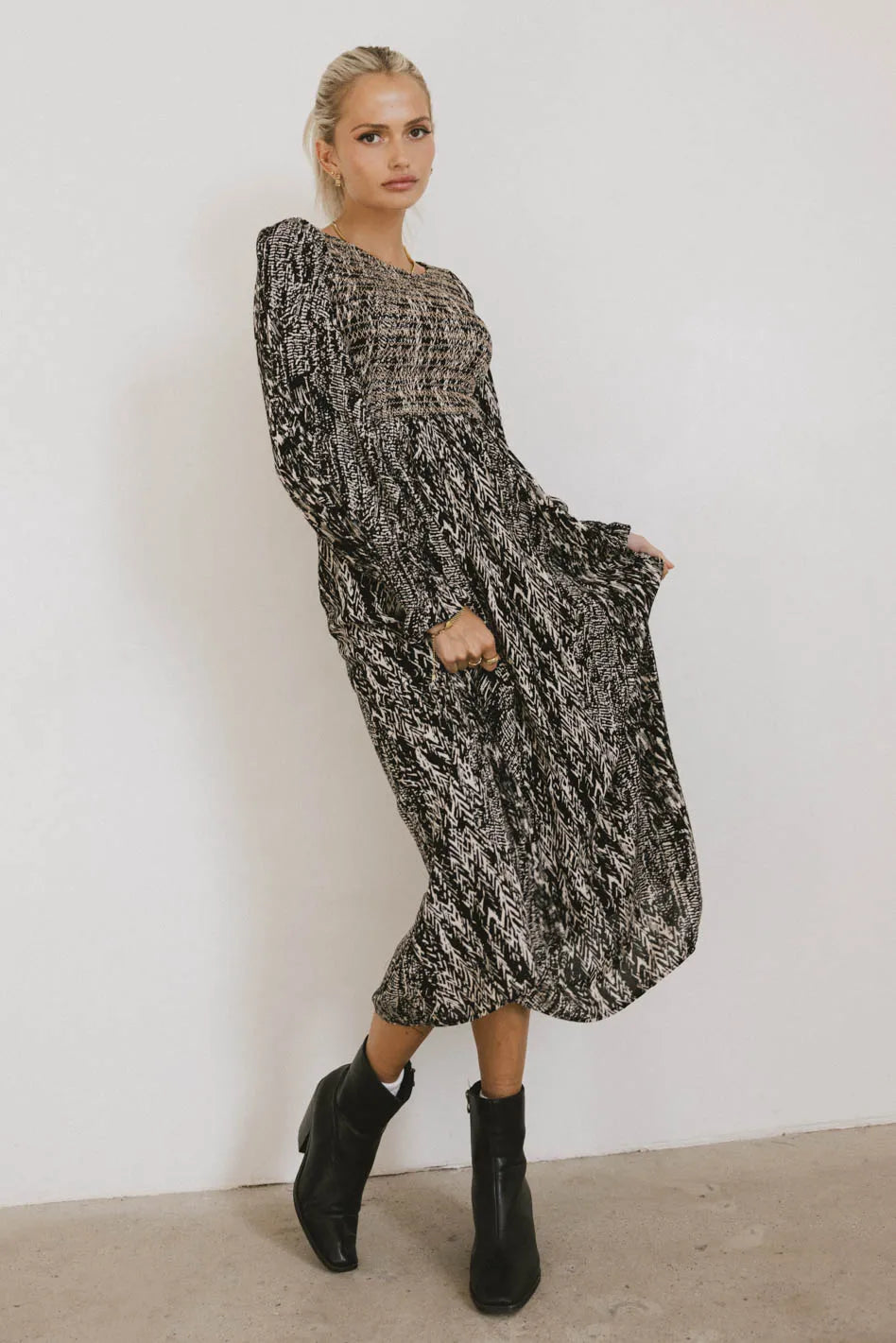 Justice Abstract Midi Dress in Black - FINAL SALE