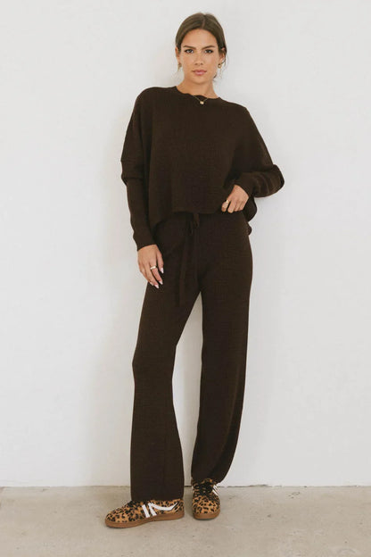 Jesse Waffle Knit Pants in Brown - FINAL SALE