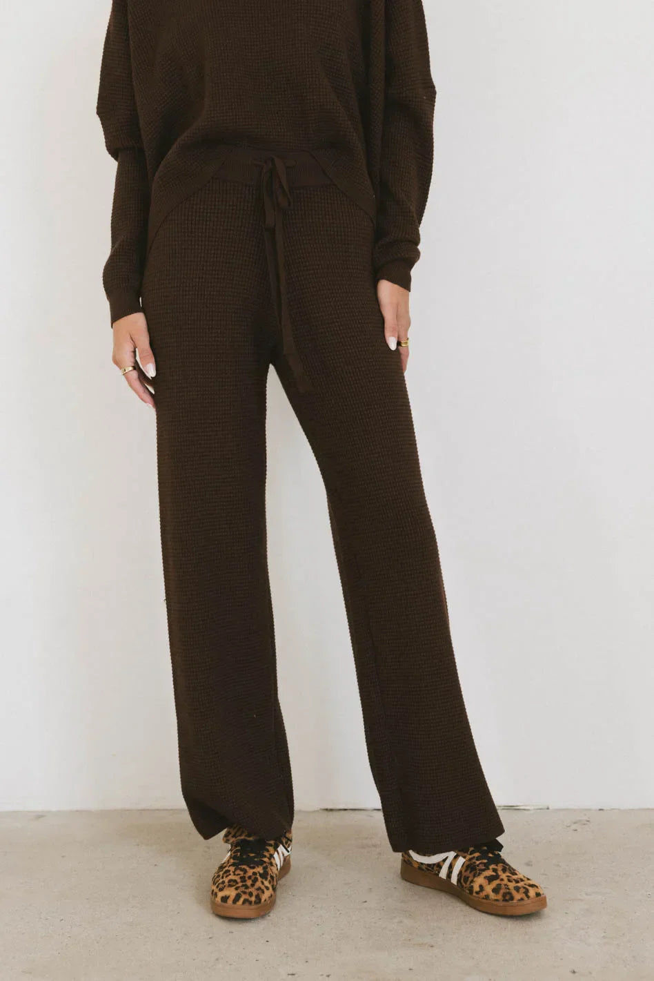 Jesse Waffle Knit Pants in Brown - FINAL SALE