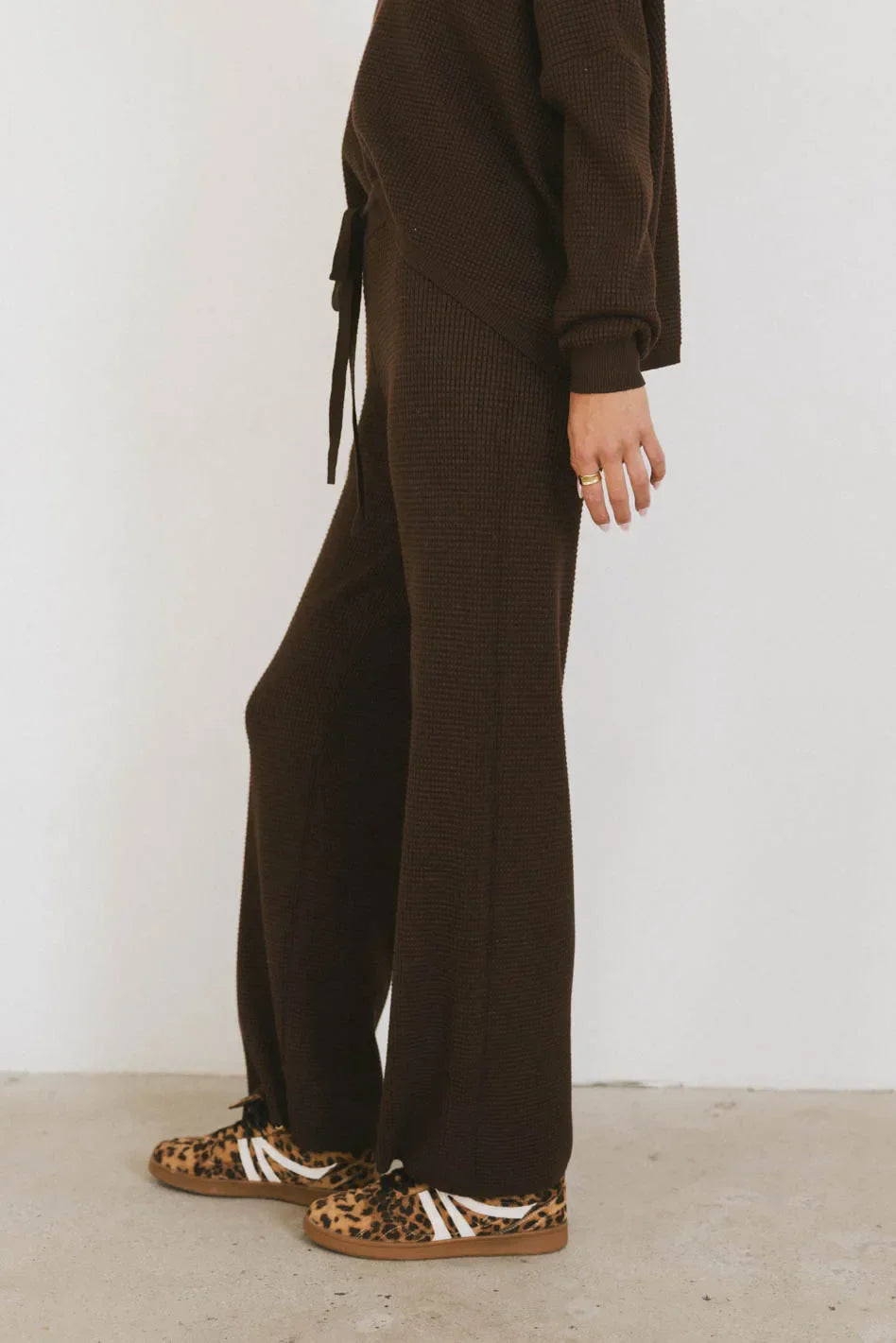 Jesse Waffle Knit Pants in Brown - FINAL SALE
