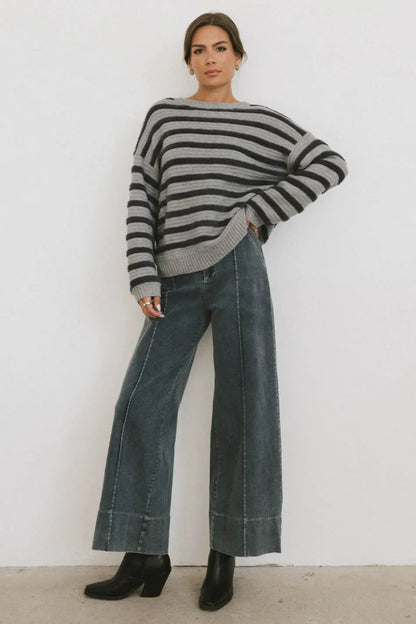 Azuline Striped Sweater in Grey - FINAL SALE