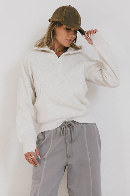 Krista Half Zip in Bone - FINAL SALE