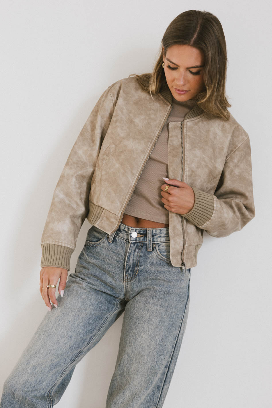 Clarissa Bomber Jacket in Tan - FINAL SALE