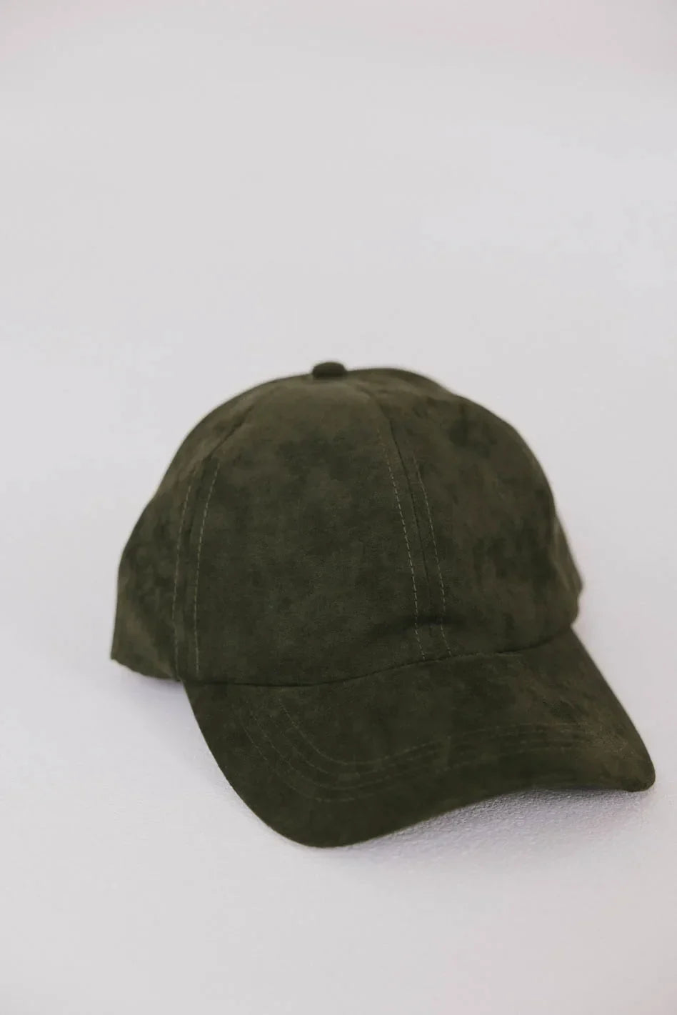 Suede Baseball Cap in Olive - FINAL SALE