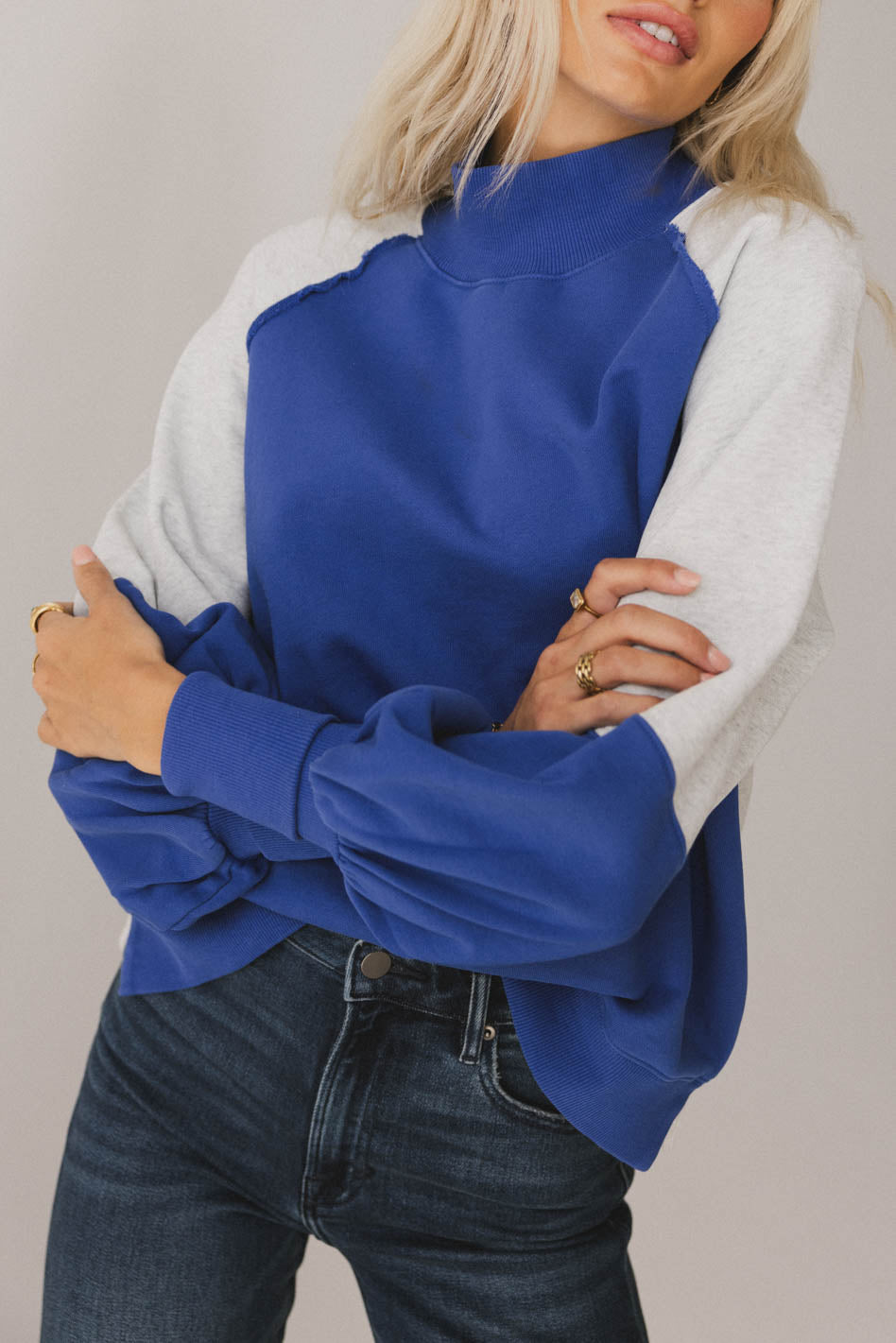 Drew Colorblock Sweatshirt in Blue - FINAL SALE