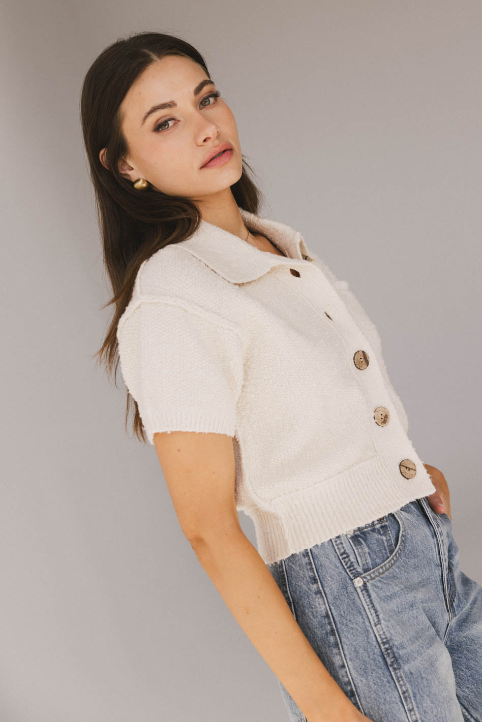 Hayes Knit Cardigan in Cream - FINAL SALE