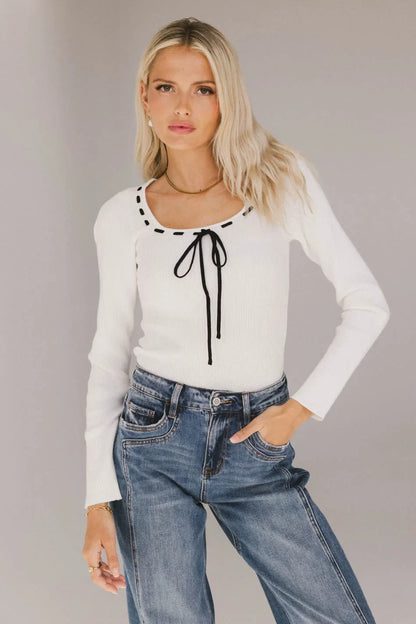 Swenn Ribbed Top in Ivory - FINAL SALE