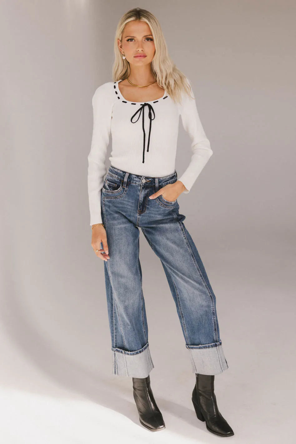 Swenn Ribbed Top in Ivory - FINAL SALE