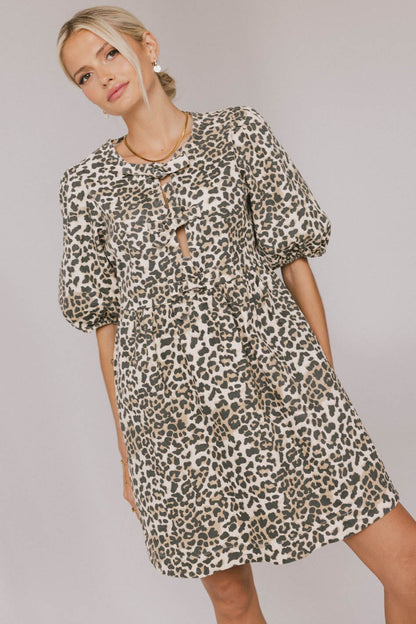 Tori Peplum Mini Dress in Leopard - FINAL SALE