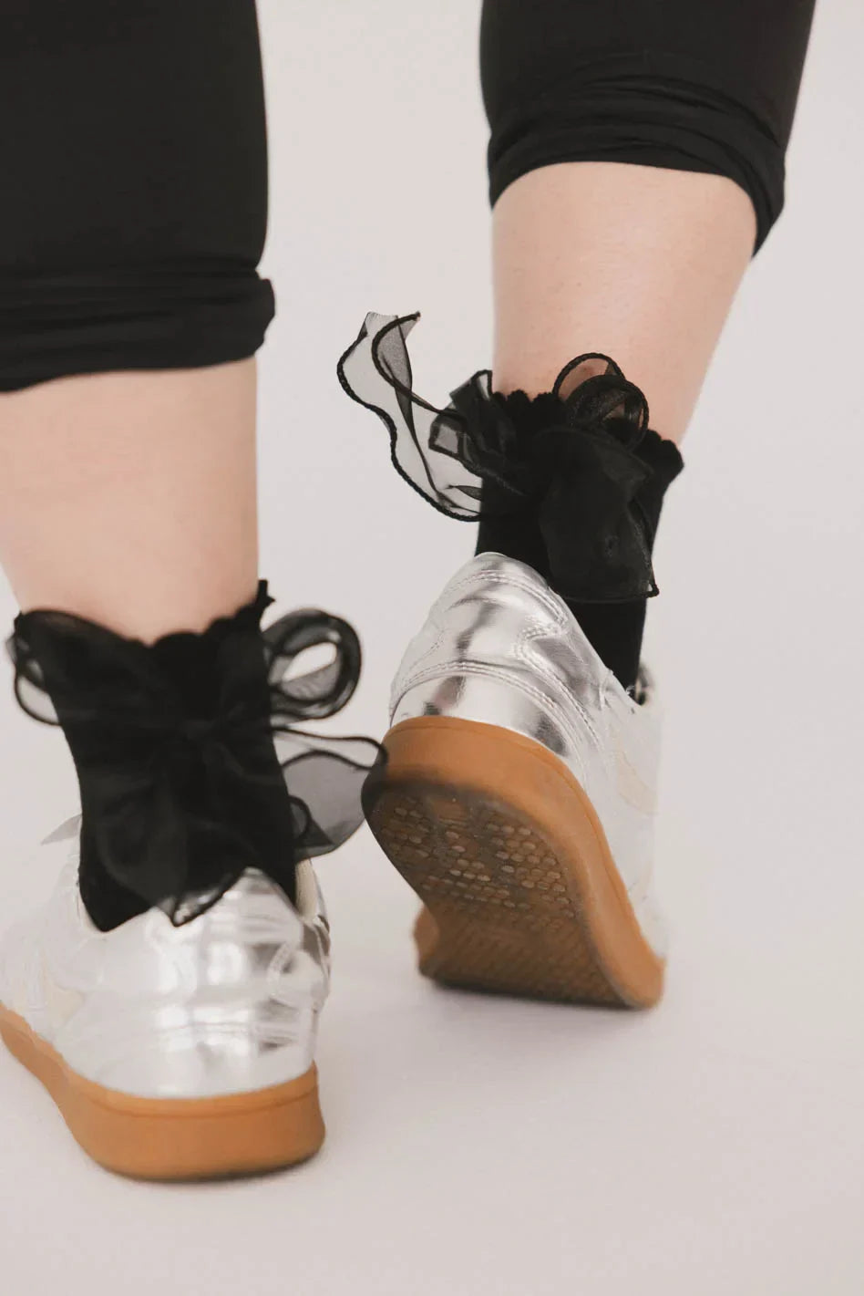 Ruffle Bow Socks in Black - FINAL SALE