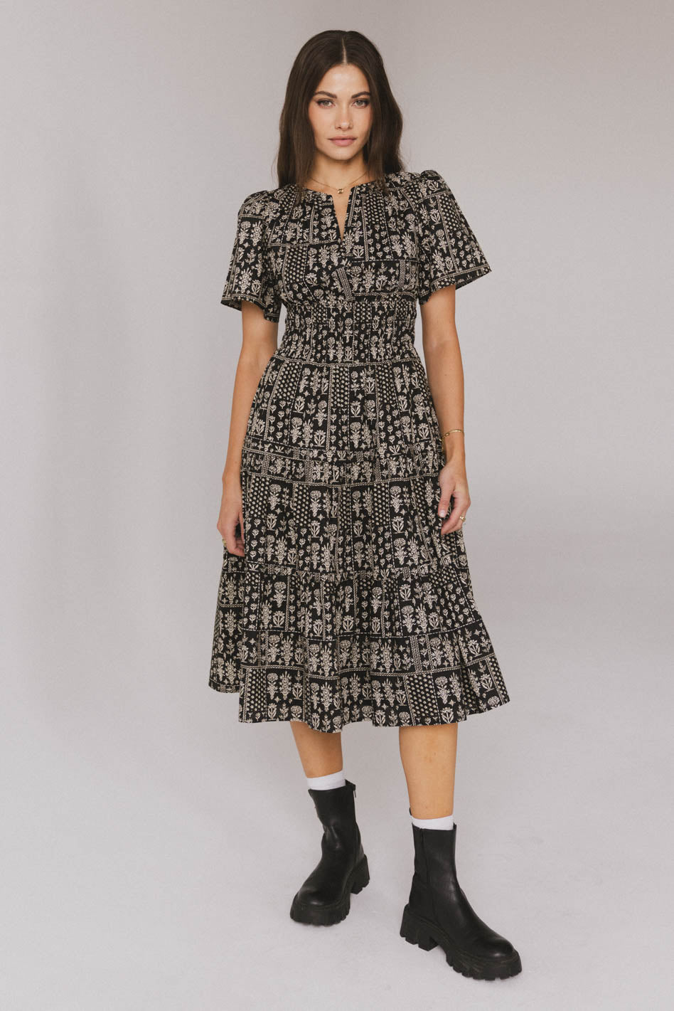 Sandra Smocked Waist Midi Dress - FINAL SALE