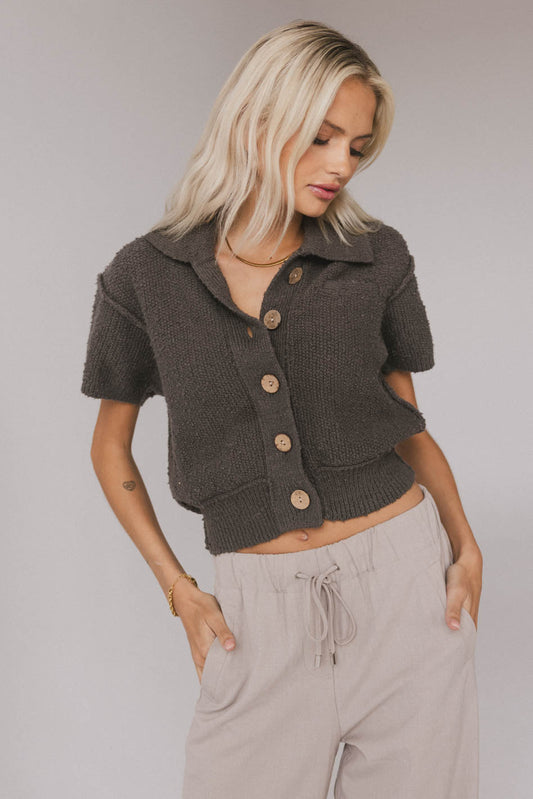 Hayes Knit Cardigan in Charcoal - FINAL SALE