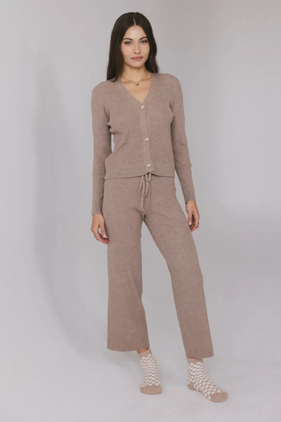 Evelise Ribbed Pants in Mocha - FINAL SALE