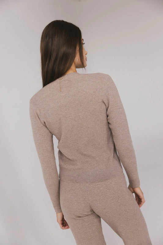 Evelise Ribbed Cardigan in Mocha - FINAL SALE