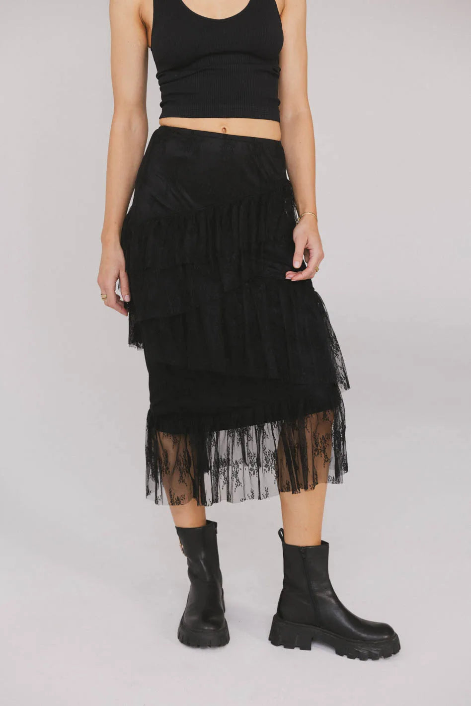 Where I Belong Midi Skirt in Black - FINAL SALE