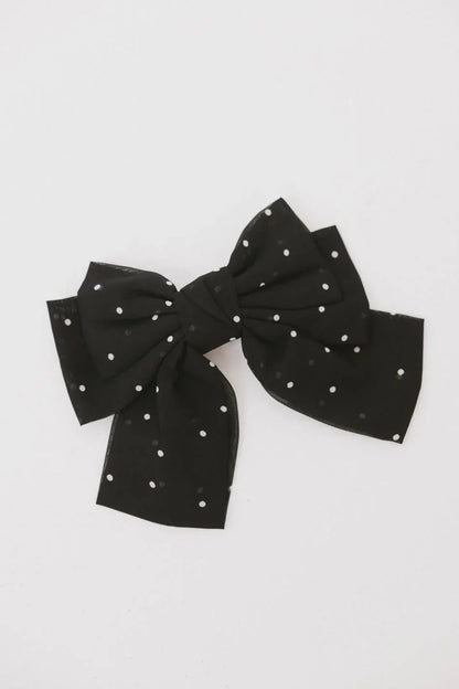 Polka Dot Bow Hair Clip in Black - FINAL SALE