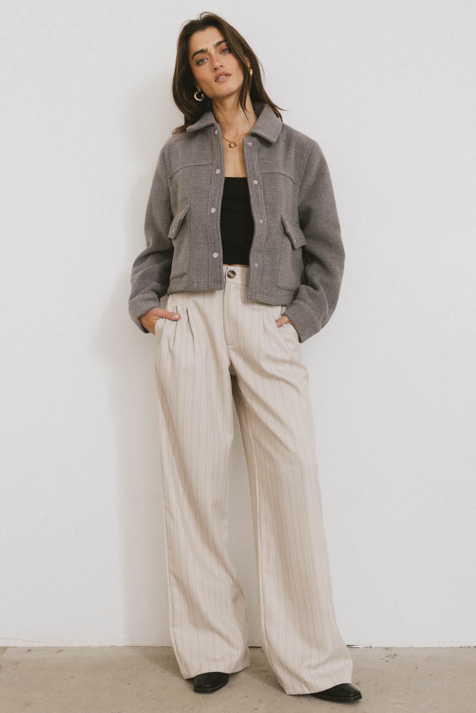 Nina Wool Blend Jacket in Grey - FINAL SALE