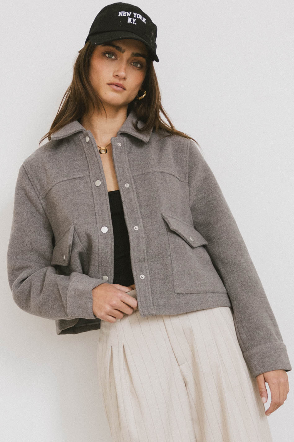 Nina Wool Blend Jacket in Grey - FINAL SALE