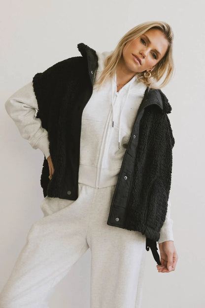 Johanna Sherpa Vest in Black - FINAL SALE