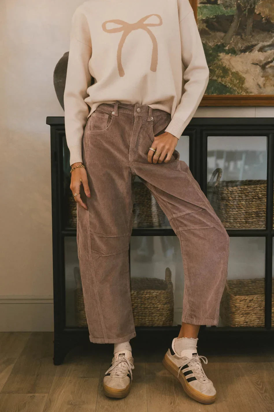 Lisette Barrel Jean in Mauve Courduroy - FINAL SALE