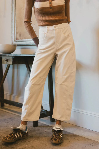 Lisette Barrel Jean in Ivory Courduroy - FINAL SALE
