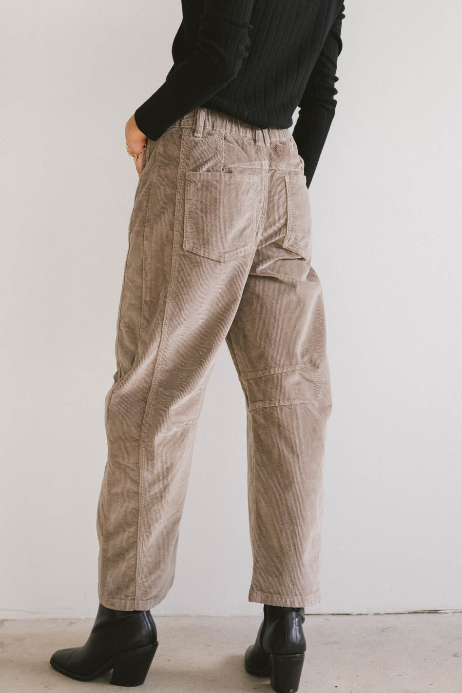 Lisette Barrel Jean in Taupe Corduroy - FINAL SALE