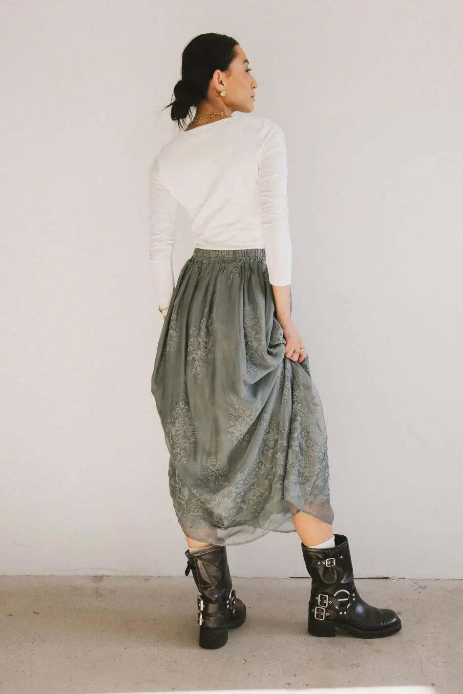 Grace Floral Tulle Skirt in Teal - FINAL SALE
